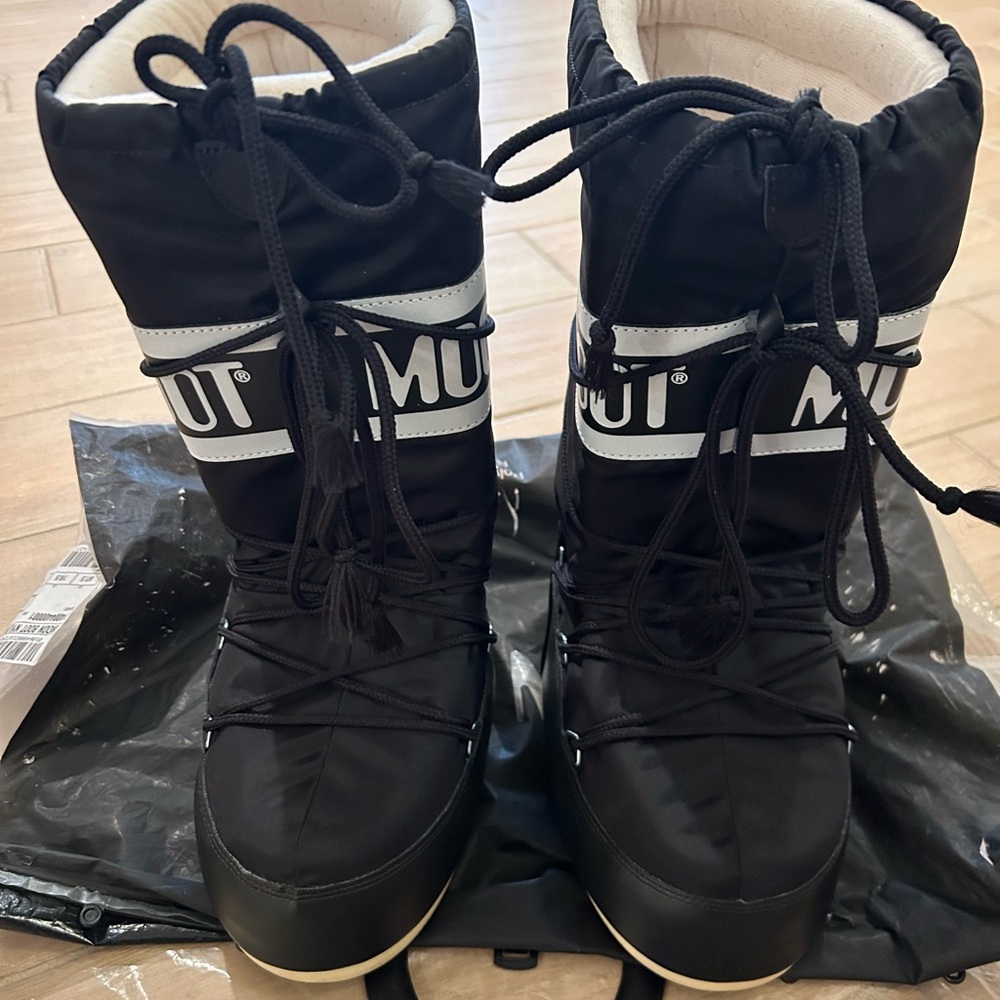 Black Moon Boots with White Accents